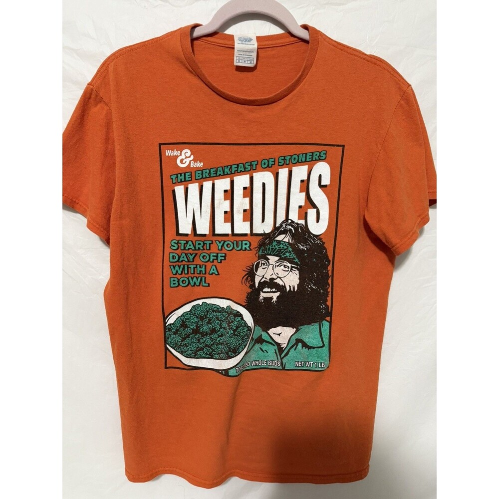 Chong From Cheech & Chong Pot Marijuana Tshirt Weedies Parody Medium Orange